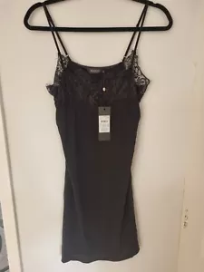 'Soaked In Luxury' Clara Lace Trim Slip Dress Black Sizes XS & M - NEW - Picture 1 of 5