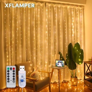 3M USB Vorhang Lichterkette mit Fernbedienung 8 Modi Lichterkette Girlande für Weihnachten Deko - Bild 1 von 27