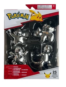 Limited Edition Pokemon 25th Anniversary Edition Silver Figurine 4Pack Series 1 - Picture 1 of 6