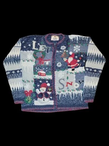 Cárdigan de Navidad Tiara Internacional de Colección Cremallera Completa Let It Snow Santa Abuela - Imagen 1 de 12