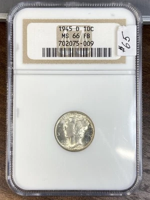 1945 D__FB__ MS 66 Mercury Dime__ Rime Tone, Silver  - Image 1 of 4