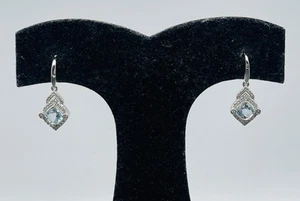 Effy 14k White Gold Aquamarine & Diamond Dangle Earrings - Picture 1 of 8