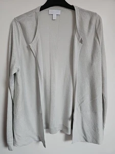 White Company Cardigan Top Sparkly Open Style Stretchy Silver Grey Size 14 - Picture 1 of 7