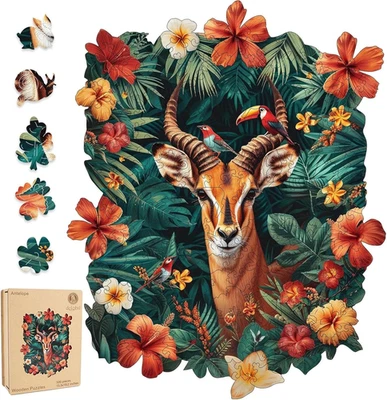 Rompecabezas de Madera para Adultos, Rompecabezas Antílope 500 Piezas Animal Forma Única Foto 1 de 4