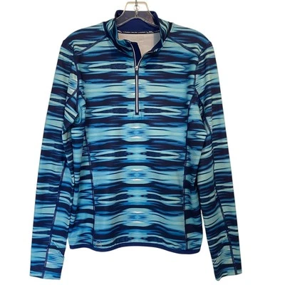 Lauren Ralph Lauren Active Quarter Zip Top Womens Large Blue Western Performance - Image 1 of 4
