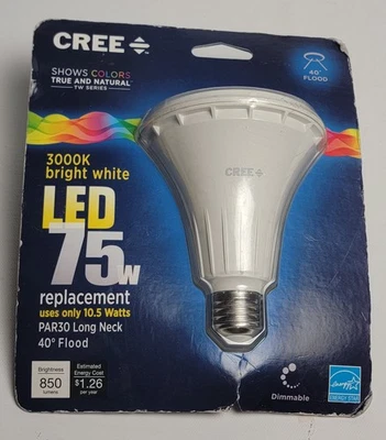 NEW Cree 75w Equivalent Bright White Par30 Flood Dimmable LED Bulb 40 Degree - Image 1 of 2