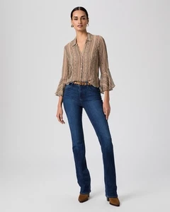 Paige High Rise Manhattan Jeans Damen Gr. 27 Bootcut Dark Wash Stretch Denim - Bild 1 von 15