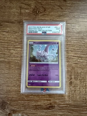 2017 Pokemon Mewtwo Holo Pin Collection Black Star Promo SM77 PSA 9 - Image 1 of 4