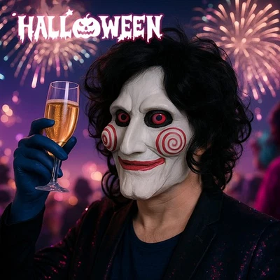 Saw Jigsaw Maske Gruselige Vollkopfmaske Cosplay Halloween Latex Horror Maske DE - Bild 1 von 4