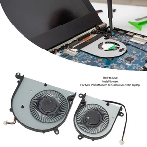 Laptop Cooling Fan Notebook Computer Cooler Fan For PS63 Modern 8RC 8SC M FY - Afbeelding 1 van 31