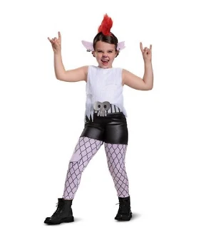 Trolls World Tour Barb 万圣节服装伪装豪华儿童 M 码 7-8 — 第 1/4 张图片