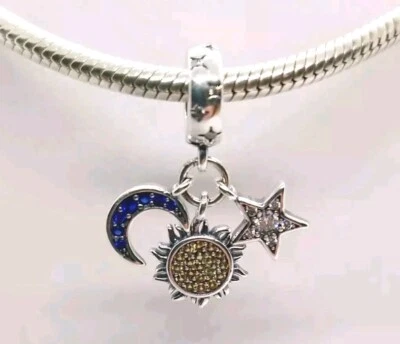 🩷Pulsera Colgante Dije Celestial Sol Luna y Estrella Genuina Esterlina S925🩷 Foto 1 de 4