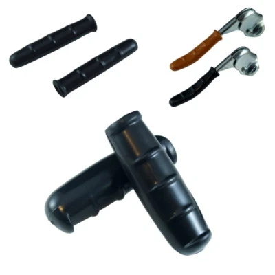 BIKE BLACK HANDLEBAR GRIPS AND BRAKE COVERS LEVERS CITY ROAD CYCLE VINTAGE PAIR - Image 1 of 4