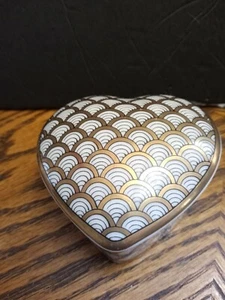 Otagiri Heart Shape Trinket Dish With Gold Design - Picture 1 of 8