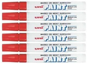 Uni-Paint 63602 PX-20 Oil-Based Permanent Marker, Medium Line, Red, 6-Pack - Picture 1 of 1