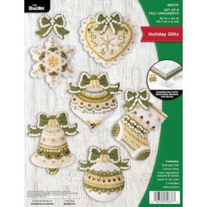 Juego de 6 apliques de adornos de fieltro Bucilla - Holiday Glitz - Imagen 1 de 8