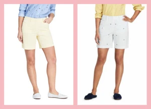 Lands' End ~ Mid Rise 7 Inch Chino Shorts Women's Size 2 $45 NIP - Picture 1 of 7