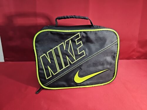 Boys Nike Insulated Lunch Box Tote with Swoosh Black Green Lunchbox Very Clean. 