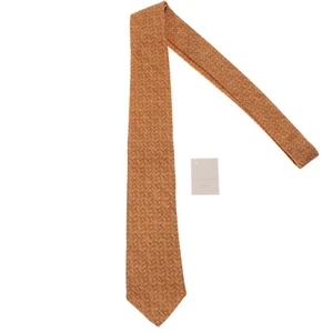 Paolo Albizzati NWT Neck Tie in Orange/Brown/Blue Geometric Pattern Wool/Cotton - Picture 1 of 10