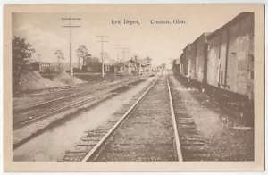 1910 Creston, Ohio - Erie Bahnhof & Zug - Vintage DEPOT Postkarte - Bild 1 von 2