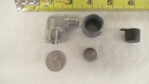 Codo de acero inoxidable Parker, 1/2 tubo x 1/4 macho NPT, 8-4-CBZ-SS, nos - Imagen 1 de 2
