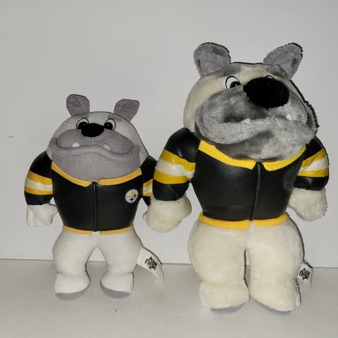 Vintage 1998 Ace Acme Pittsburgh Steelers Bulldog Plush Play Football Lot Cover