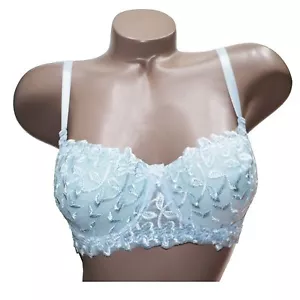 Reggiseno quotidiano Trifolium Imbottito Imbottito Ricamato Pizzo Pizzo Balconetto Blu 0233 - Foto 1 di 2