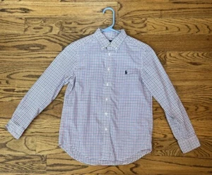 Polo Ralph Lauren Button Down Long Sleeve Red Blue Plaid Shirt Boy’s M (10-12) - Picture 1 of 5