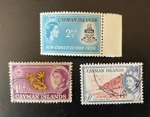 3 Cayman Islands Stamps, Including 2 1/2 Pence From 1959, MNH - Picture 1 of 4