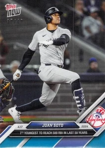 2024 Topps Now 89 Juan Soto séptimo más joven en alcanzar 500 carreras impulsadas 37/49 - ¡Envío gratuito! - Imagen 1 de 2