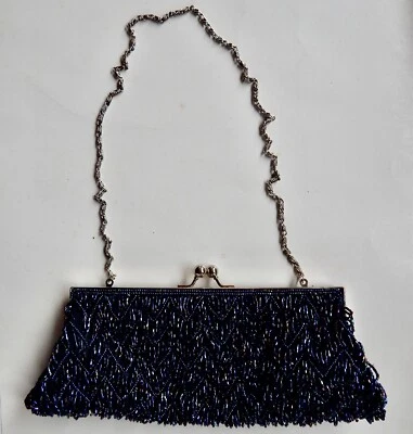 Bolso de mano SASHA azul marino con cuentas iridiscentes Foto 1 de 4