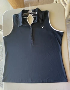 Callaway Shirt Womens XL Golf Polo Sleeveless Collared Black Polyester Pre owned - Picture 1 of 16