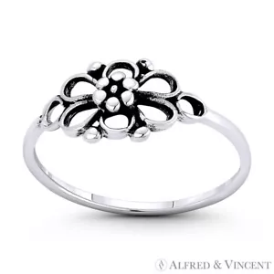 Anillo Boho apilable a mano derecha con dije de flor margarita de 6 pétalos en plata esterlina 925 - Imagen 1 de 1