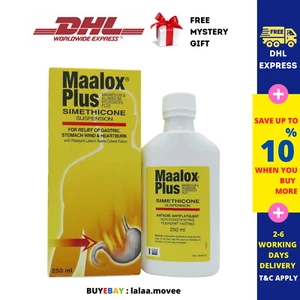 5X Maalox Plus SIMETHICONE Suspension 250ml For Gastric,Stomach Wind & Heartbur  - Picture 1 of 5