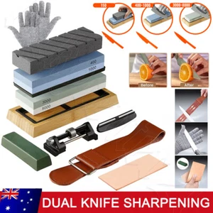 12X Knife Sharpening Stone 400/1000 3000/8000 Grit Water Stones Flattening Stone - Picture 1 of 12