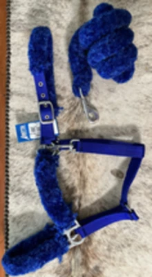 Caballo Halter y Plomo FUZZY Talla Azul NUEVO Foto 1 de 2