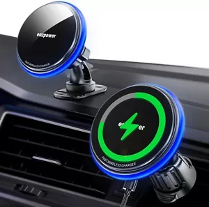 Car Mount Charger, 15W Fast Charging LED Magnetic Wireless Car Charger, Car Phon - Picture 1 of 7