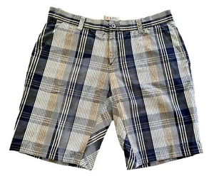 Merrell Shorts Mens Blue Khaki White Plaid Cotton Hiking Flat Front Pocket 38 - Picture 1 of 8