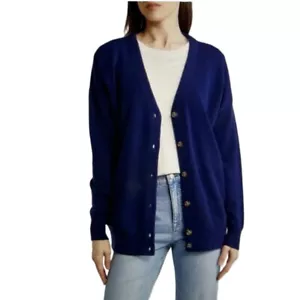 New Madewell Womens Navy Button-up Long Sleeve V-Neck Oversized Cardigan XXS - Picture 1 of 10