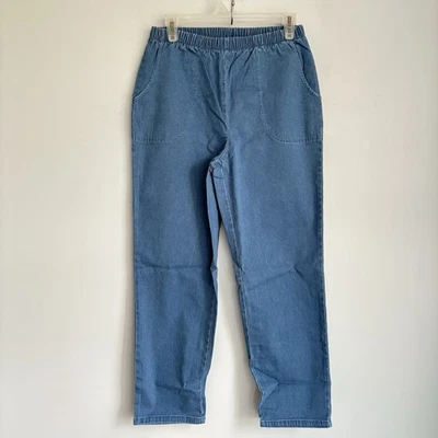 NUEVO Pantalones Denim & Co. Azul Claro Cintura Elástica Elastizados Talla Pequeña PM Bolsillos Foto 1 de 4
