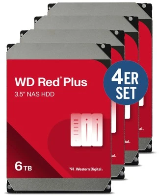 WESTERN DIGITAL WD Red Plus 4er Set WD60EFPX - 6 TB 5400 rpm 256 MB 3,5 Zoll SATA 6 Gbit/s CMR