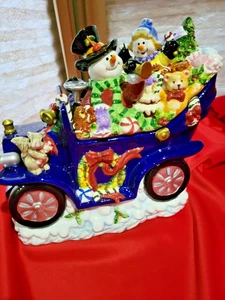 Omni Weihnachten Urlaub Keksdose Schneemann Paar in blau Auto Geschenke Geschenke neuwertig - Bild 1 von 14