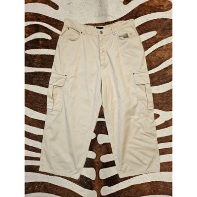 Pantalones cargo utilitarios vintage años 90 Y2K JEAN PAUL GAULTIER crema pierna ancha talla M Foto 1 de 4