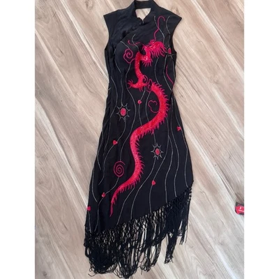 Vestido De Colección Sue Wong Nocturnes Negro Dragón Lentejuelas Borla Estilo Cheongsam Mujer 6 z2 Foto 1 de 4