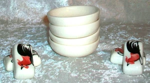 Neu Chinesisch Rot Schwarz Hahn Kunstkeramik Essstäbchen Rest Soja Sauce Schale Set (8) - Bild 1 von 17