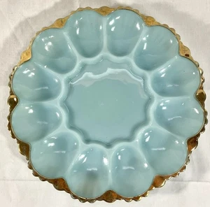 Vtg Anchor Hocking Fire King Delphite Blue Deviled Egg Serving Dish Plate Tray - Picture 1 of 6