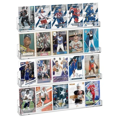 Sports Card Display Shelf for Wall, Hold 16 Graded or 20 Sleeved Trading Card... - Image 1 of 4