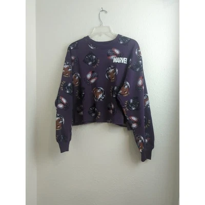 Moletom Feminino Marvel Pantera Negra Roxa Crop, Grande, Com Estampa Total - Imagem 1 de 4