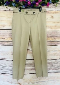 Pantaloni eleganti donna Yvos marrone kaki due bottoni con cintura taglia 10 nuovi senza etichette - Foto 1 di 12