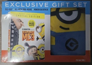 NUEVO EN CAJA Minion Mochila Set de Regalo Despicable Me 3 DVD Exclusivo Mini Película Blu-Ray - Imagen 1 de 3